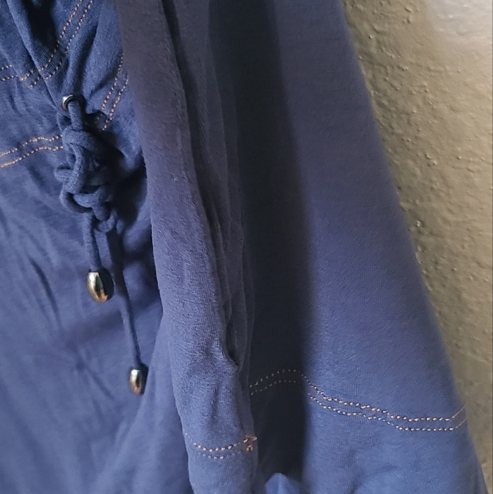 American Exchange Blue Drawstring top XS - Picture 8 of 12